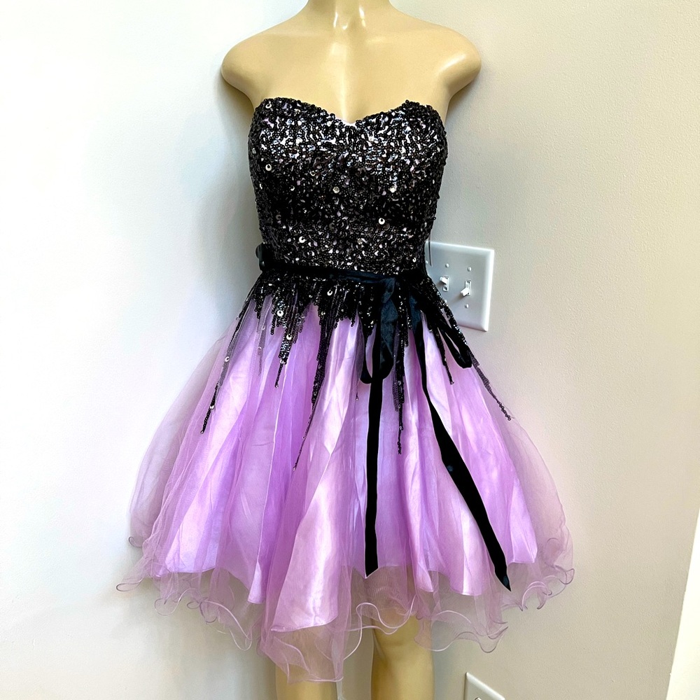 Juliet lilac and black sequins and tulle corset dress
